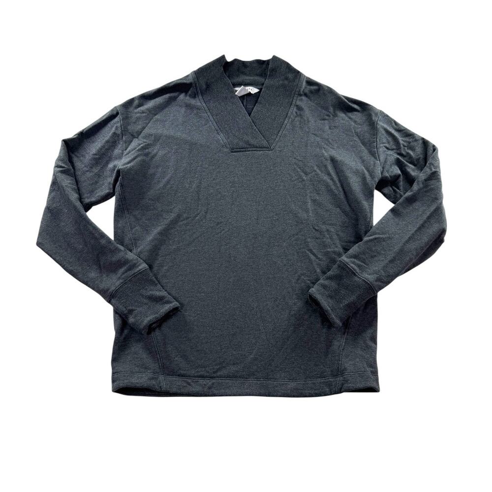 Athleta Clarity V-Neck Sweater XS Gray Marl Soft Knit Pullover Long Sleeve Cozy